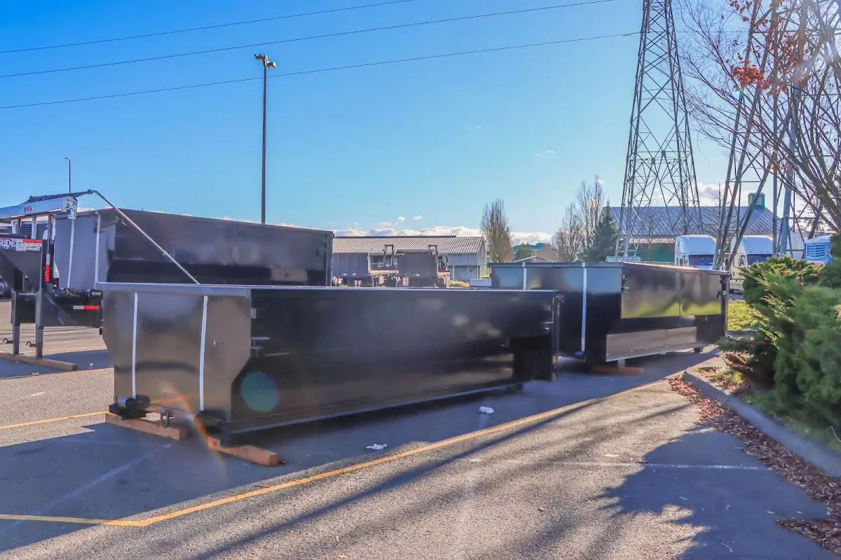 Roll-off dumpster ready for waste disposal at job site for 12 Yard Dumpster Rental in Mount Vernon